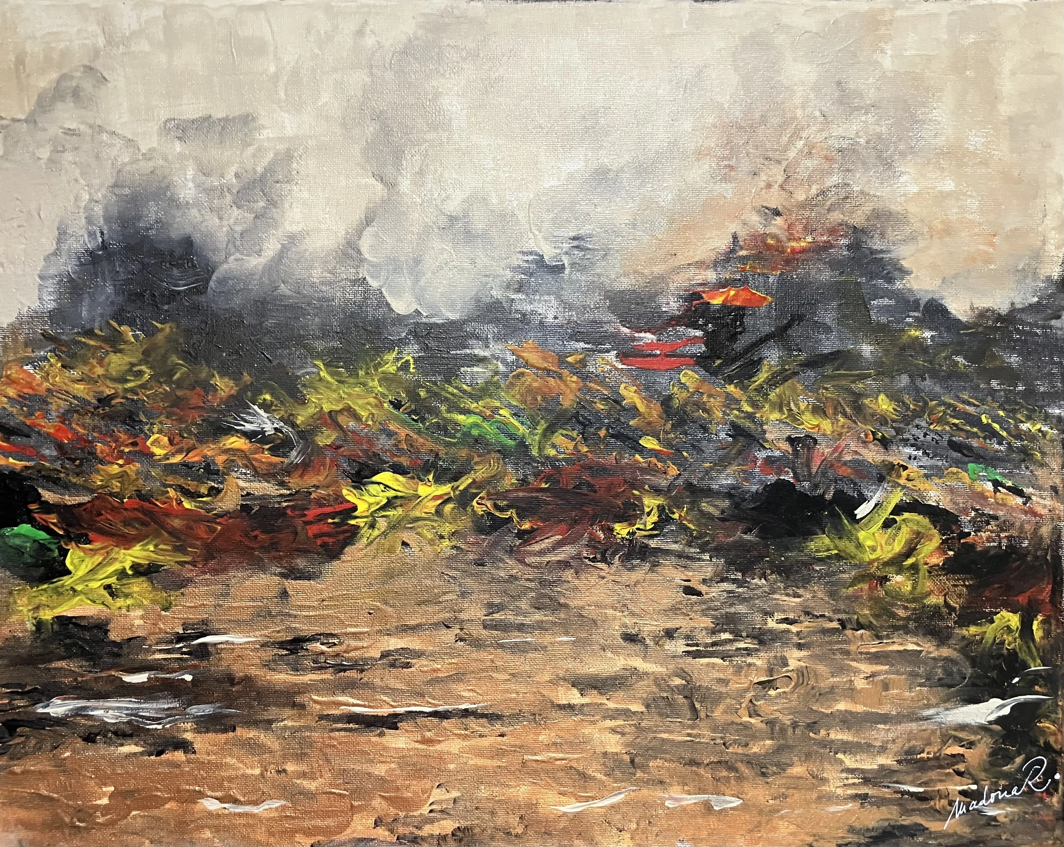 Tout feu tout flamme / Acrylique sur toile en coton - 40 x 50 cm - 2023 / 500€