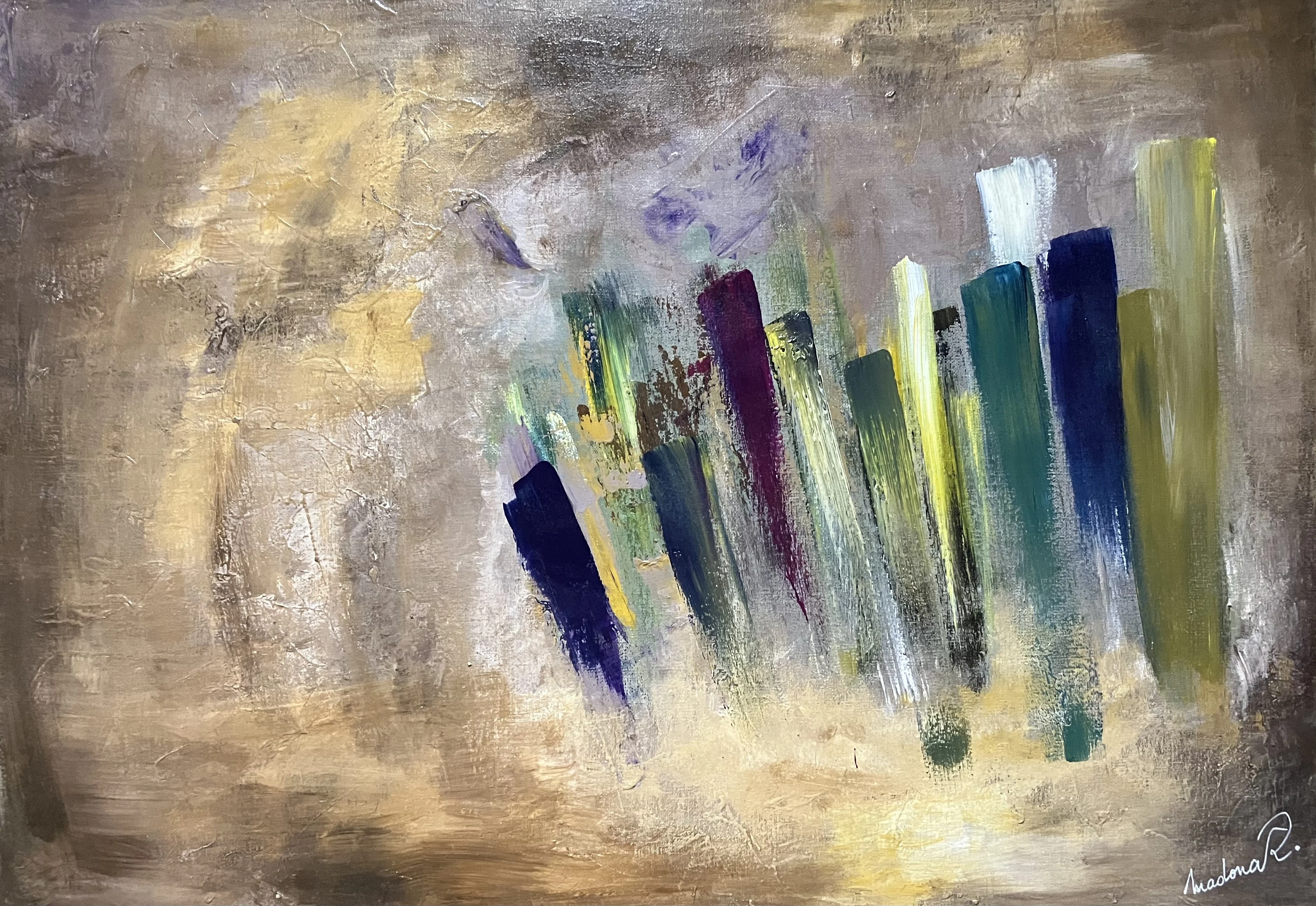 Renaître de ses ruines / Acrylique sur toile en coton - 50 x 70 cm - 2025 / 600€